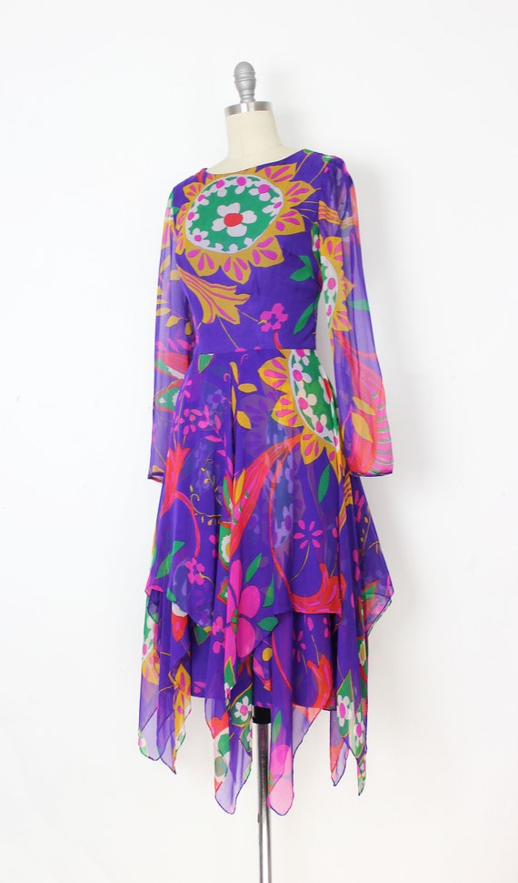 vintage 70s chiffon dress / 1970s floral chiffon … - image 3