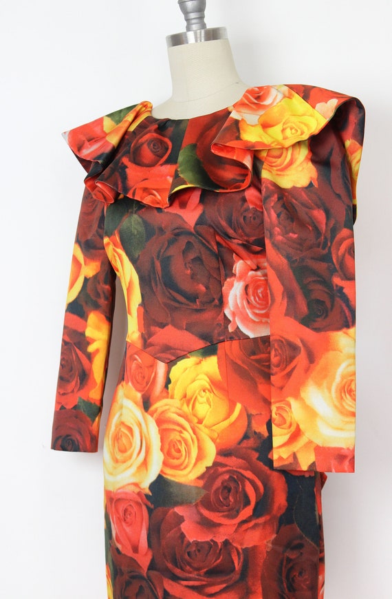 vintage MOSCHINO dress / 1980s floral party dress… - image 6