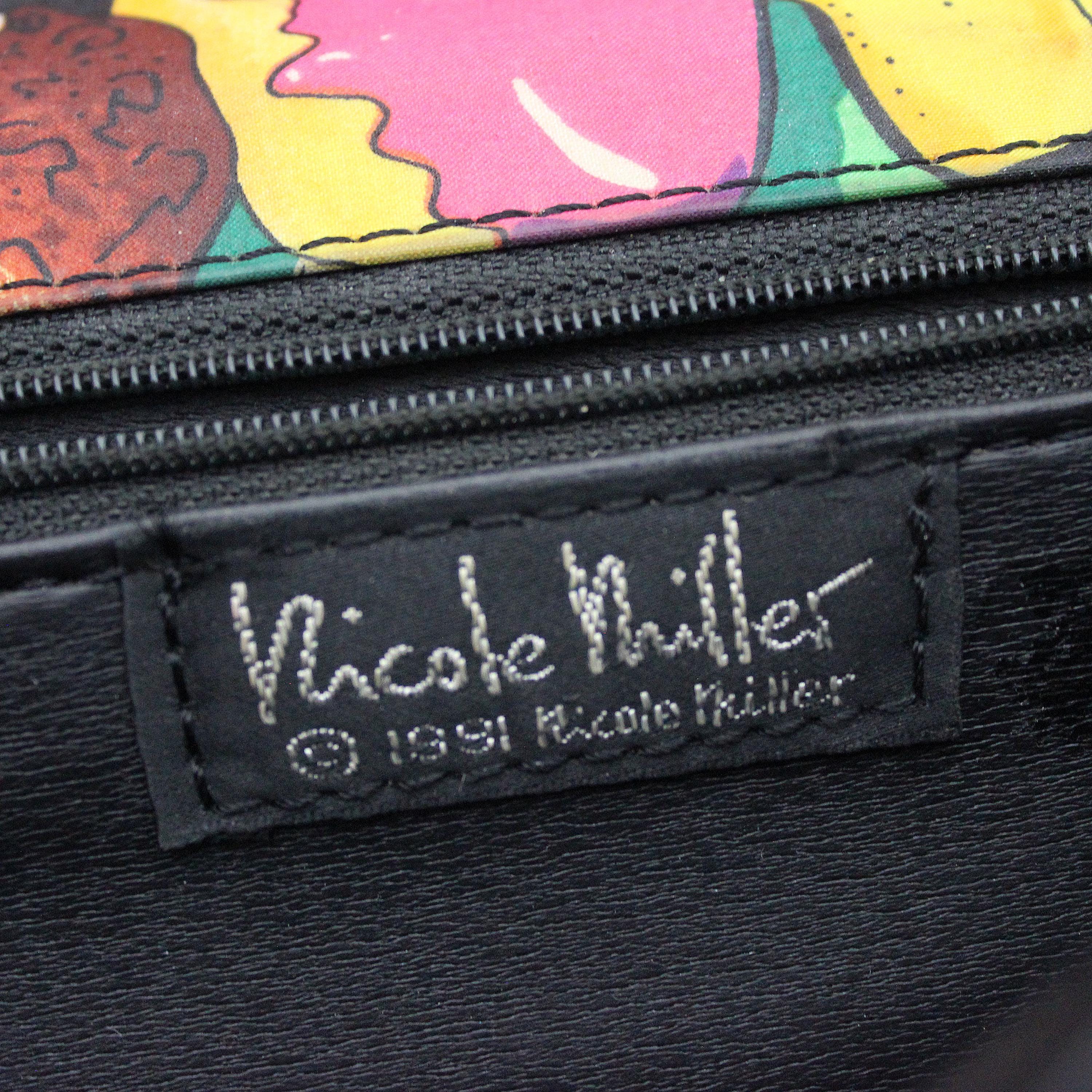Vintage 90s NICOLE MILLER Bag / 1990s Novelty Print Bag 