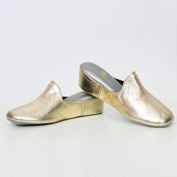 vintage gold slippers / 1980s DANIEL GREEN slippe… - image 1