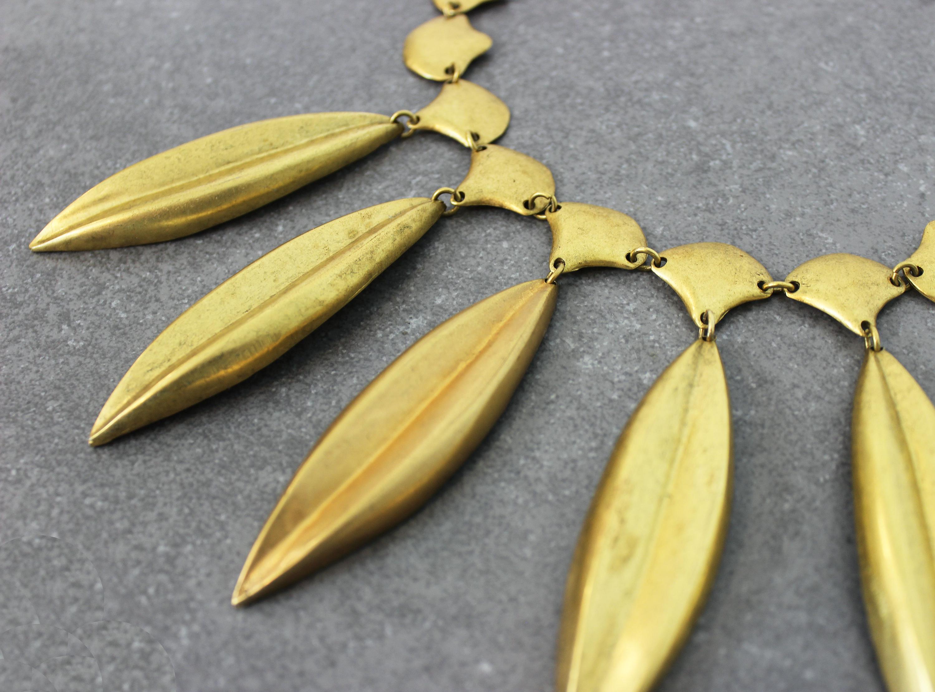 Collier Plastron Vintage Années 80 - Métal Doré, Style Rétro, Pièce Unique Créateur