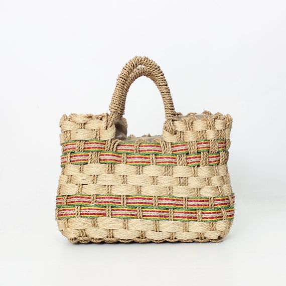 vintage straw bag / 1960s Italian straw bag / stri