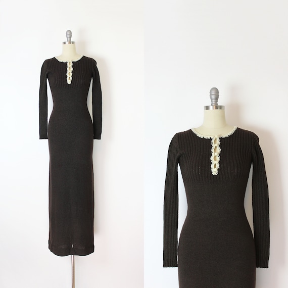 vintage 70s dress / 1970s knit maxi dress / 70s fi