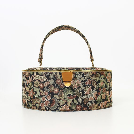 vintage 50s purse / 1950s tapestry box purse / nov