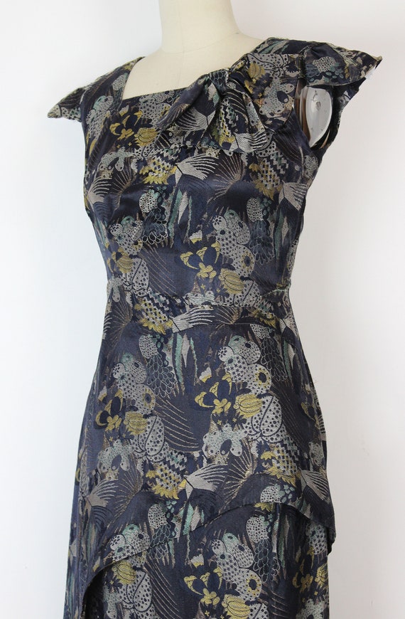 vintage 30s dress / 1930s metallic brocade dress … - image 6