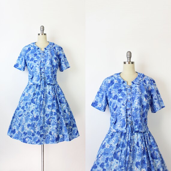 vintage 1950s dress / 1950s dress and jacket set /