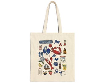 New England Coastal Inspired Summer Canvas Tote
