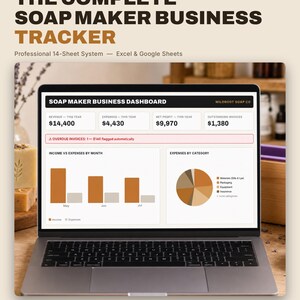 Soap Maker Business Tracker, Excel & Google Sheets, Handmade Soap Order Invoice Client Spreadsheet, Income Expense
