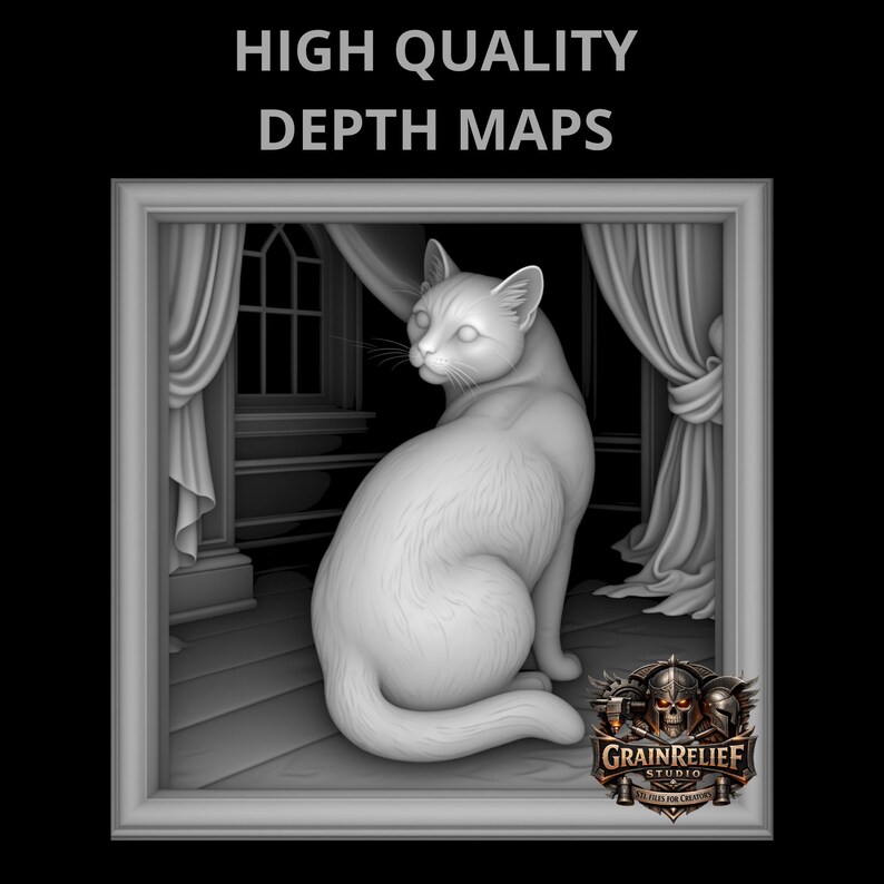 Cat STL File for CNC Carving | Realistic Cat Relief 3D Model | Pet ...