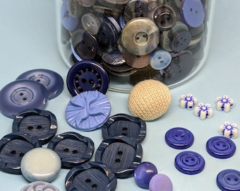 BLUE Buttons mixed lot mostly vintage shades of blue turquoise navy