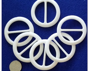 NEW 6 pc. Scarf & T-Shirt Slide, Buckle, Clip- Round- White 5059