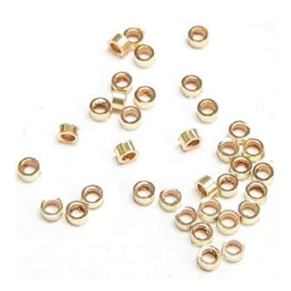 50 Pcs 2x1 mm 14K Gold Filled Crimp Beads