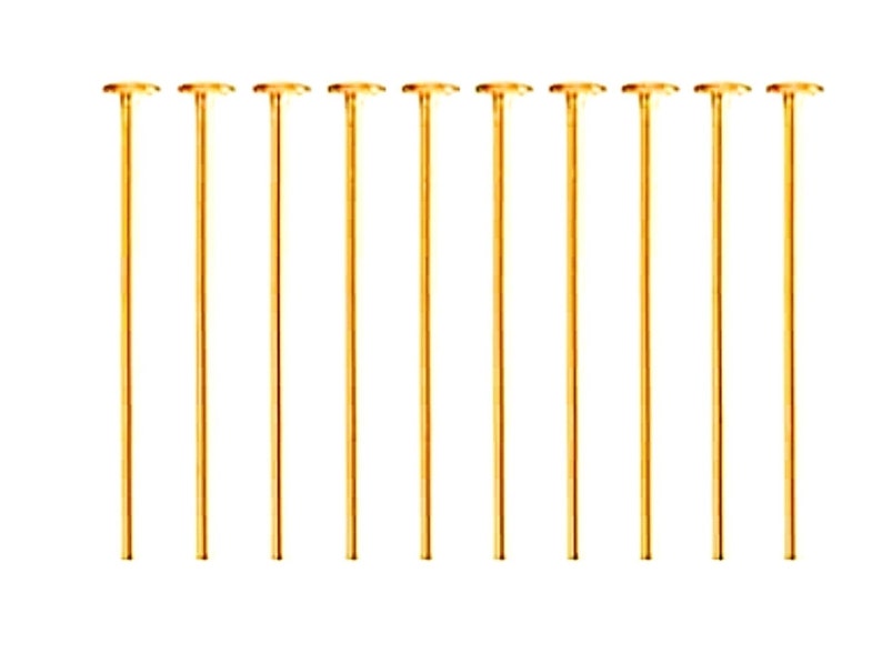 10 Pcs Gold Filled 14K Head Pins 1/2 inch 0.5 inch Gold Filled 14Kt Head Pins 24 Gauge image 2