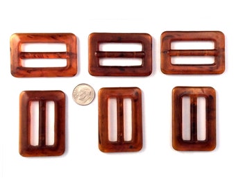 6 Rectangle Tortoise Color Scarf Slide/Ring/Clip, T-Shirt/Buckle, Perfect to style & hold a scarf in place. Great as a T-shirt slide too!