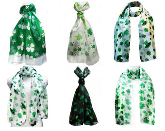 Four-leaf Clover Silk Blend Scarf: Spring Green Floral Print  display picture 1