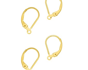 2 Pair, 4 Pcs 14k Gold Filled Lever Back Earring Finding Leverback with Ring