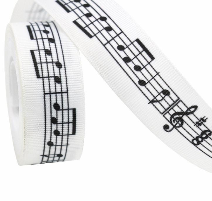 Musical Ribbon Music Note Ribbon Piano Sheet Ribbon 10mm 16mm 25mm 38mm, Black White ...