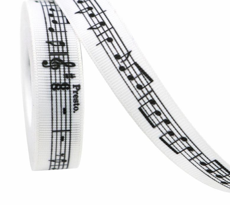 Music Note Ribbon Piano Sheet Ribbon 10mm 16mm 25mm 38mm, Black White ...
