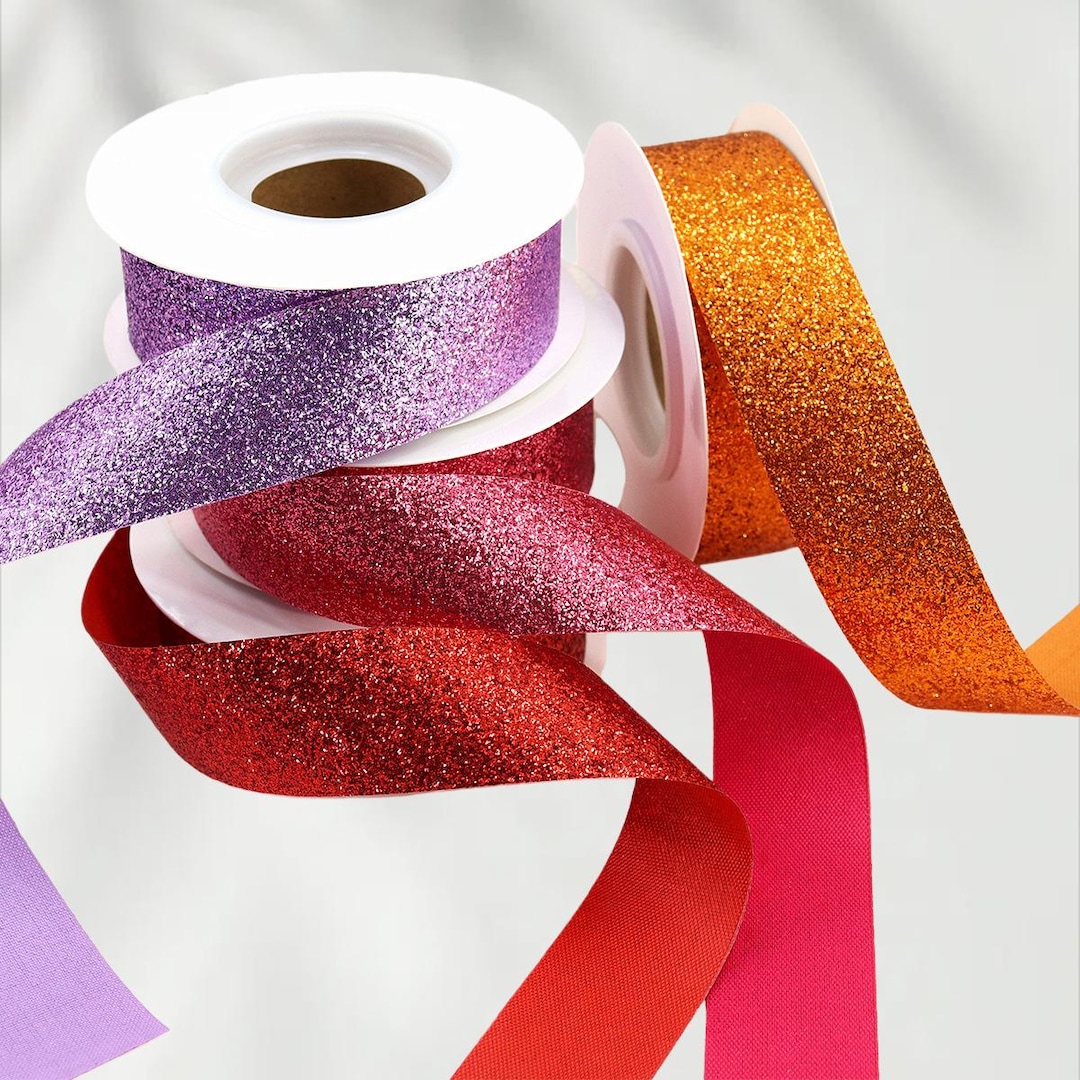 5 Yards Glitter Ribbon Sparkly Ribbon for Gift Wrapping, DIY Hair Bows ...