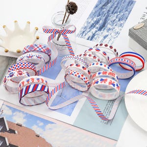 American Flag Ribbon, USA Patriotic Star Stripe Ribbon, Independence Day Bow, Hair Tie and Gift Wrap Trim