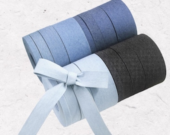 Denim Edge Trim Ribbon 5mm–50mm Jean Fabric Binding Tape Blue Denim Ribbon for DIY Hair Bows Sewing Trim Clothing Accessories(Sold by Meter)