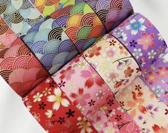 Japanese Sakura Ribbon Wave Pattern Ribbon 10mm 25mm 40mm, Floral Ribbon, DIY Hair Bows, Pet Collar Ribbon, Craft Supplies(Sold by Metres)