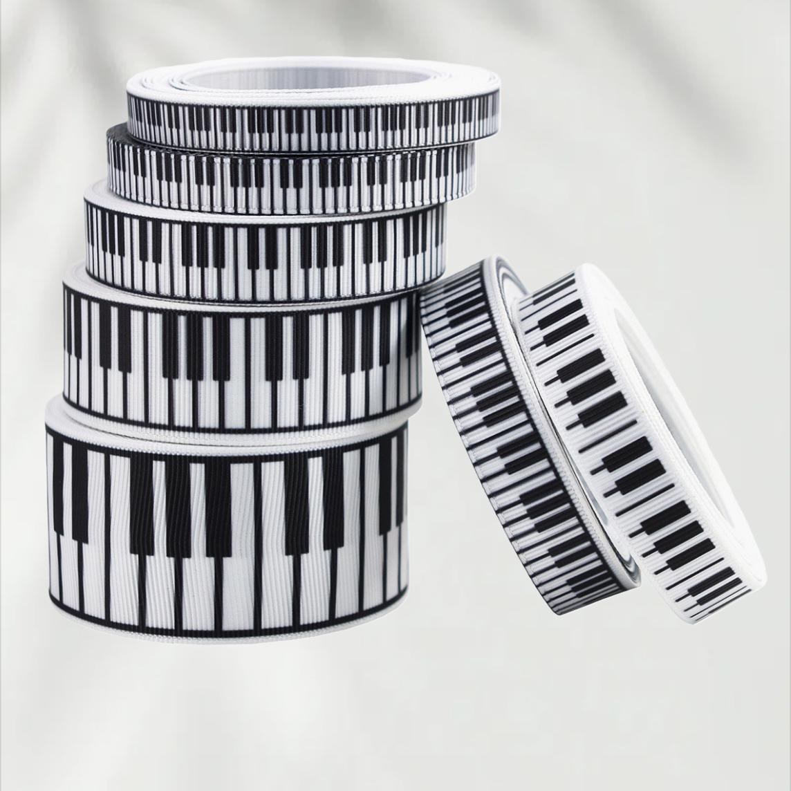 Piano Ribbon Black White Music Ribbon 10mm 16mm 25mm 38mm, Musical Note ...