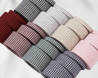 Houndstooth-lint Katoen linnen Stoffen lint Klassiek geruit lint, doe-het-zelf haarelastiekjes, naaiwerk, cadeauverpakking (verkocht per meter)