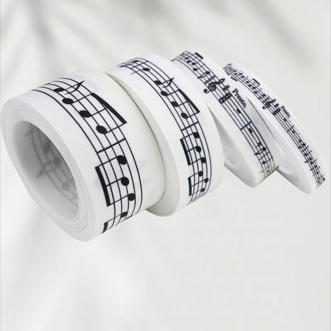 Note With A Ribbon Music Note Ribbon Piano Sheet Ribbon 10mm 16mm 25mm 38mm, Black White ...