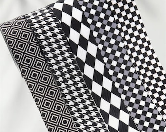 Plaid Ribbon 25mm Check Fabric Ribbon, Houndstooth Diamond Grid Ribbon, DIY Hair Bows, Gift Wrapping, Sewing Trim