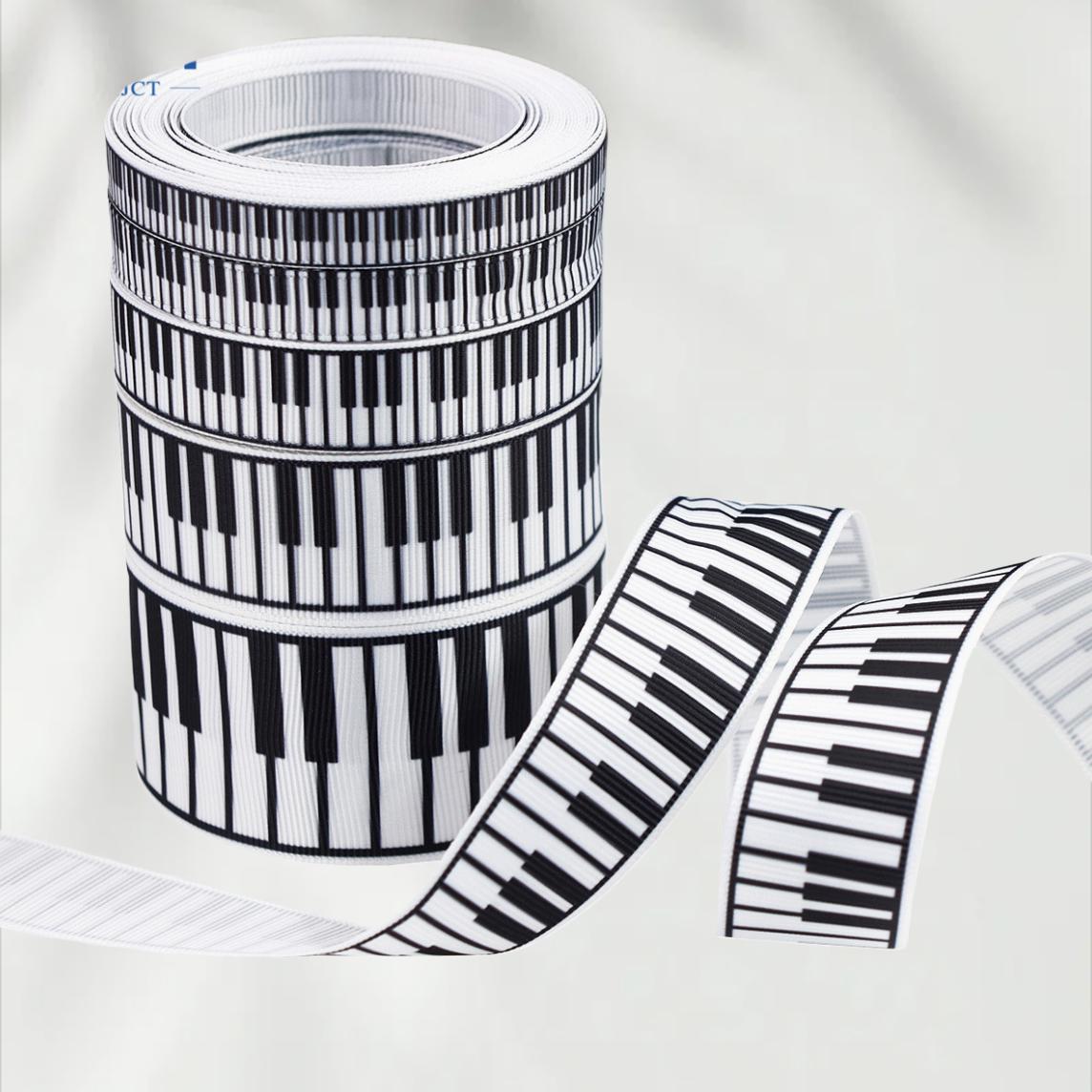 Piano Ribbon Black White Music Ribbon 10mm 16mm 25mm 38mm, Musical Note ...