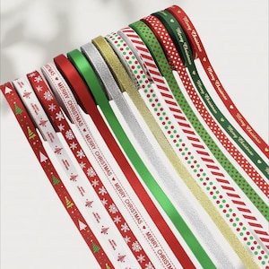 Weihnachtsband 10 mm bedrucktes Band, Urlaub Geschenkverpackung Band, Frohe Weihnachten Brief Band, DIY Haarbögen, Party Dekoration Trim
