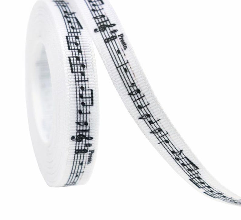 Music Note Ribbon Pattern Music Note Ribbon Piano Sheet Ribbon 10mm 16mm 25mm 38mm, Black White ...