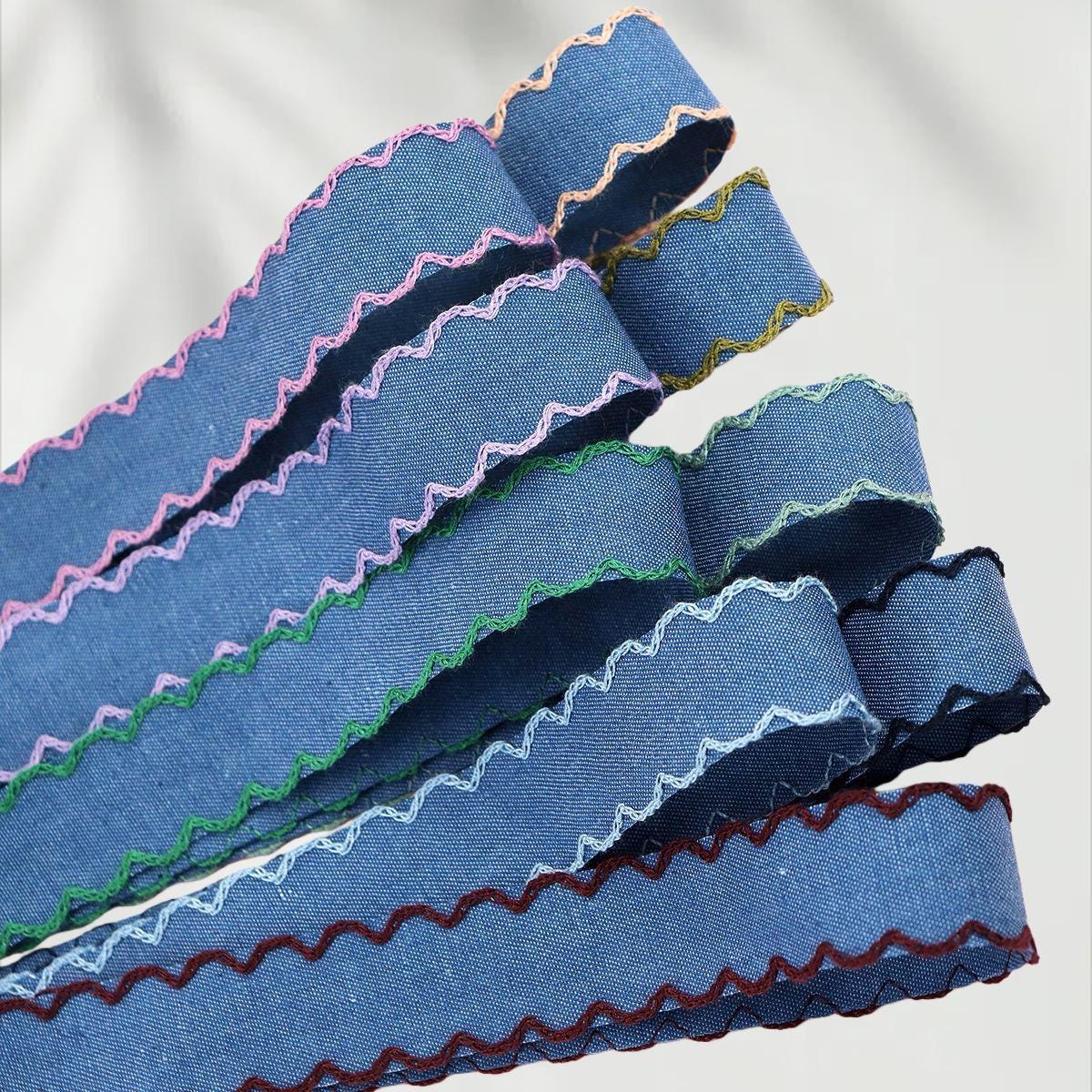 Sewing Edge Ribbon Denim Lace Edge Ribbon, Jean Fabric Trim With Colored Edge, DIY Hair ...