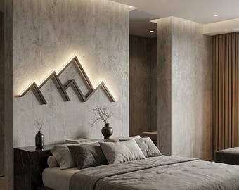Modern Geometric Mountain Wall Art with LED Backlight