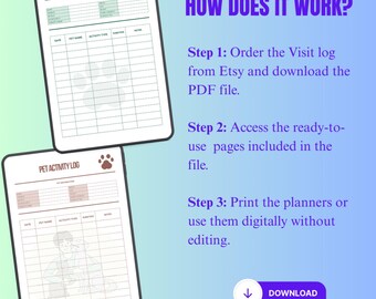 Registro profesional diario de ejercicio y juego para mascotas - Registro de paseos para perros y diario de actividad para gatos (2026) - Calendario digital de ejercicios para cachorros (PDF)