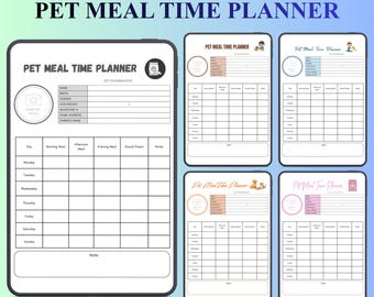 Planificador y registro de alimentación definitivo para mascotas - Registro digital de nutrición canina y horario de alimentación felina - Diario de salud y bienestar y guía de cuidados en PDF