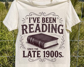 Jag har läst sedan slutet av 1900-talet PNG: Vintage bokälskare läser humor bokmal png Retro litterär läsardesign (digital nedladdning)