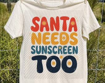 Jultomten behöver också solskyddsmedel Jul i juli-design PNG: Sommartomtestrandsemester png Jul i juli Retro (digital nedladdning)