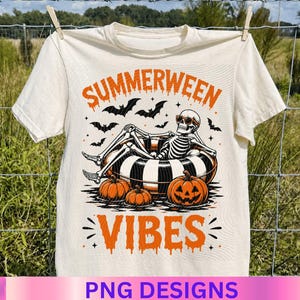Summerween Vibes Skeleton Float Summer Halloween PNG: Skeleton Pool Float, Spooky Summer Beach PNG (Digital Download)