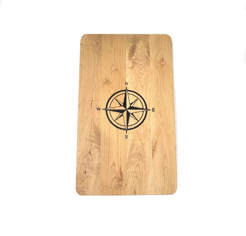 Cherry Boat Table With Compass Rose Inlay - Etsy