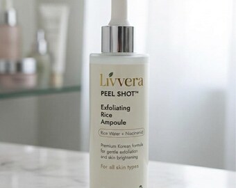 Natural White Rice Facial Peel Ampoule | Brightening Korean Skincare Serum with Niacinamide | Face Scrub & Exfoliator | Shipped from Miami