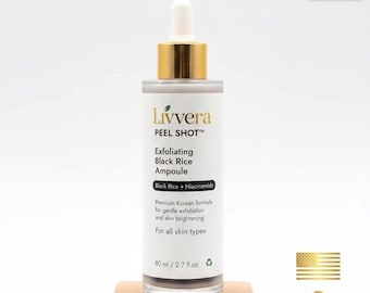 Natural Black Rice  Facial Peel Ampoule | Brightening Korean Skincare Serum with Niacinamide | Face Scrub & Exfoliator | Shipped from Miami