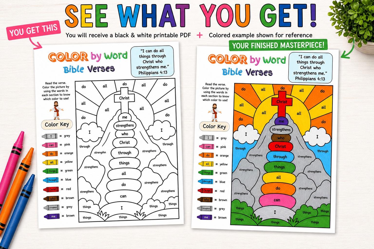 Philippians 4:13 Bible Verse Coloring Activity | Kids Christian ...