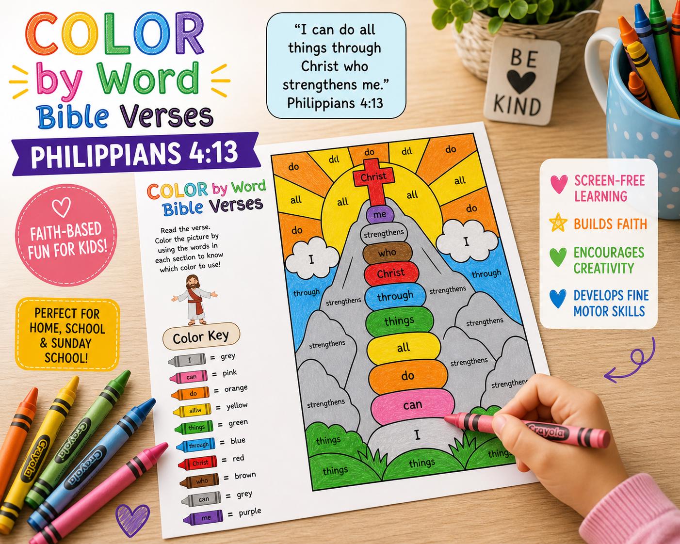 Philippians 4:13 Bible Verse Coloring Activity | Kids Christian ...