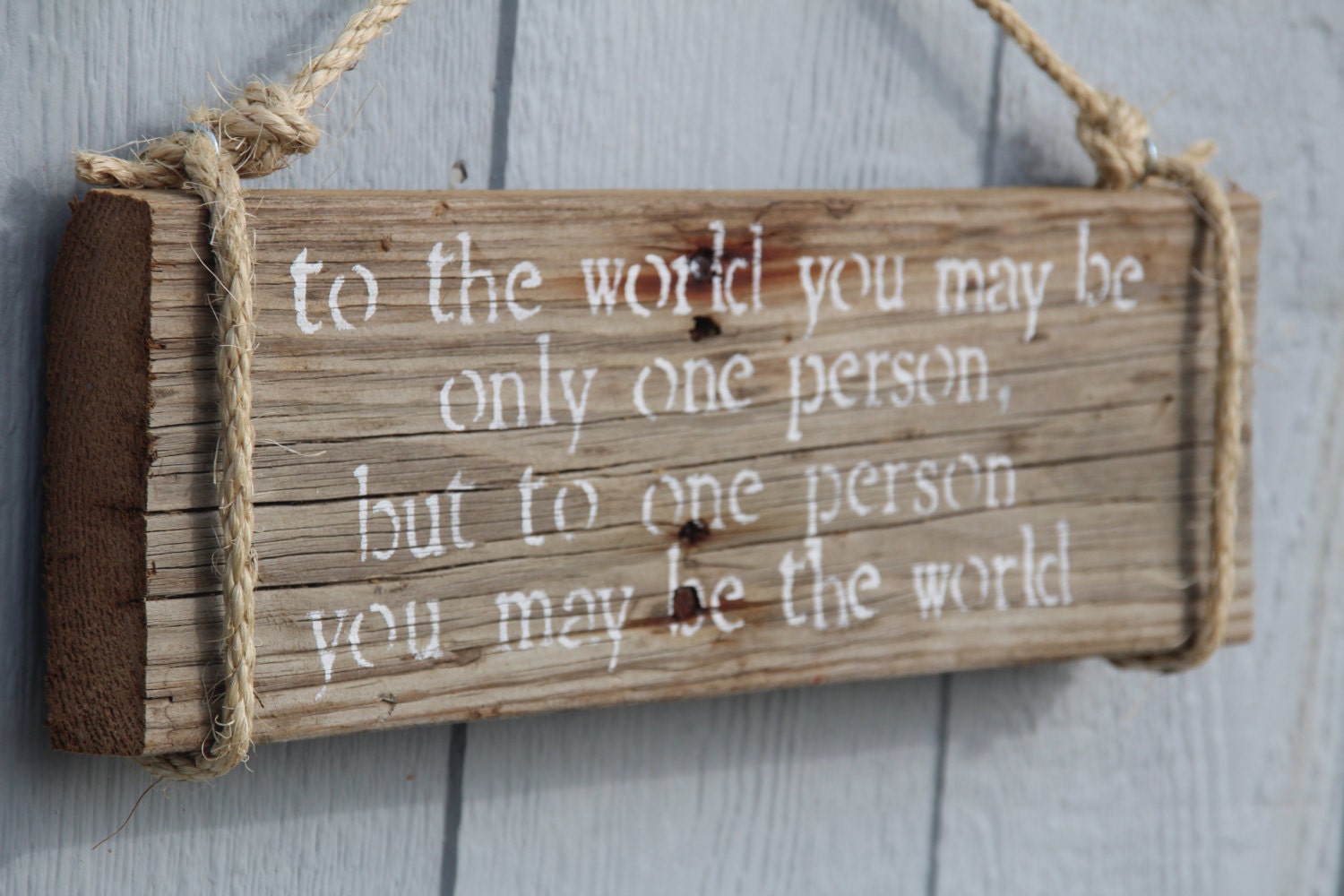 Reclaimed Wood Quote Sign to the World You May Be Only Etsy