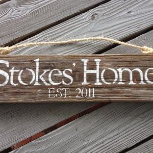 Reclaimed Wood Custom Family Last Name Sign with Date of Establishment image 3