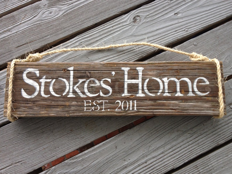 Reclaimed Wood Custom Family Last Name Sign with Date of Establishment image 3