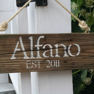 Reclaimed Wood Custom Family Last Name Sign with Date of Establishment image 2