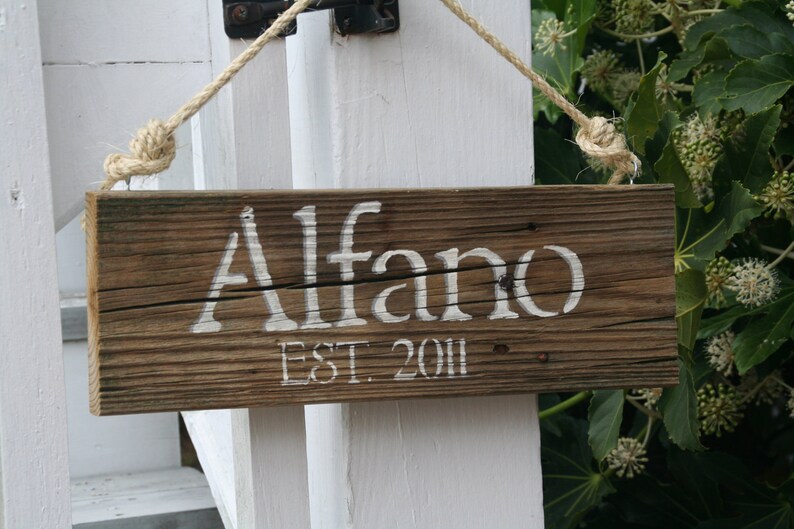 Reclaimed Wood Custom Family Last Name Sign with Date of Establishment image 2